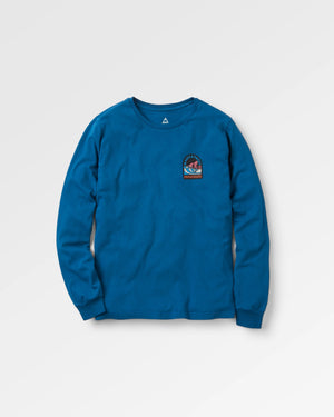 Waves & Trees Recycled Cotton Long Sleeve T-Shirt - Tidal Blue