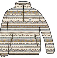 Ayla Recycled Fleece - Mountain Geo Birch