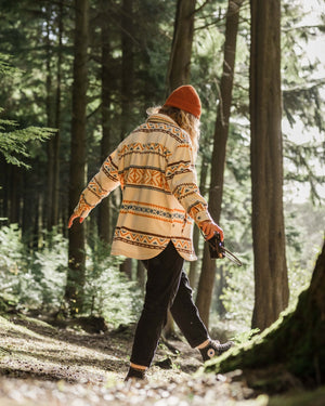 East Recycled Polar Oversized Shirt - Homespun Stripe Sunrise Orange