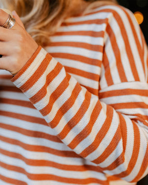 Panorama Striped Long Sleeve T-Shirt - Glazed Ginger