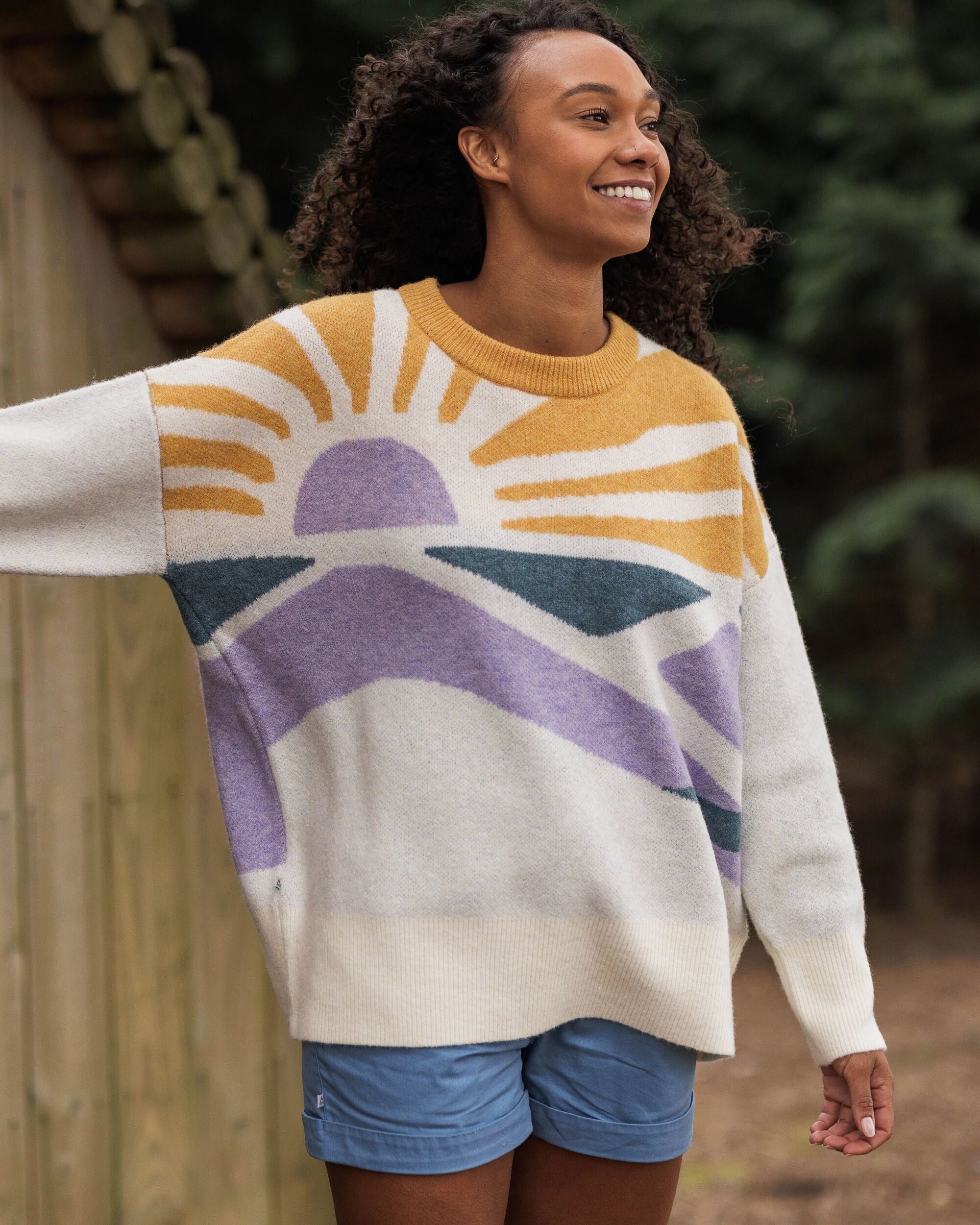 Sunsets Recycled Oversized Knitted Sweater - Marshmallow