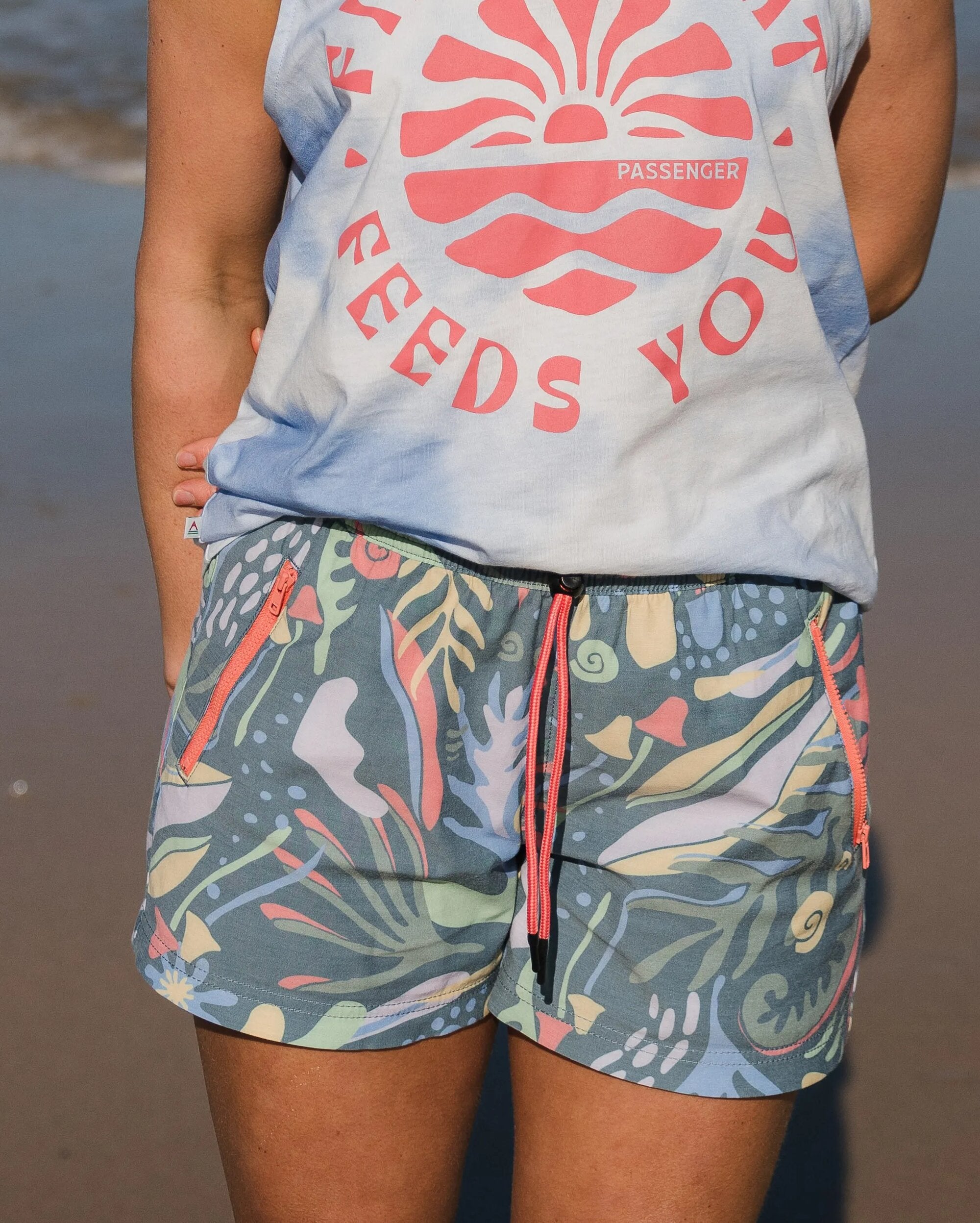 Way Out All Purpose Shorts - Abstract Seaweed Tidal Blue