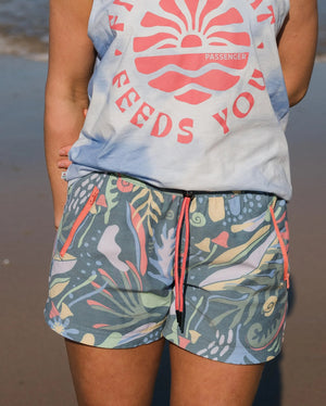 Way Out All Purpose Shorts - Abstract Seaweed Tidal Blue