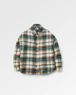 Rootsy Organic Cotton Long Sleeve Shirt - Birch/Rain Forest Check