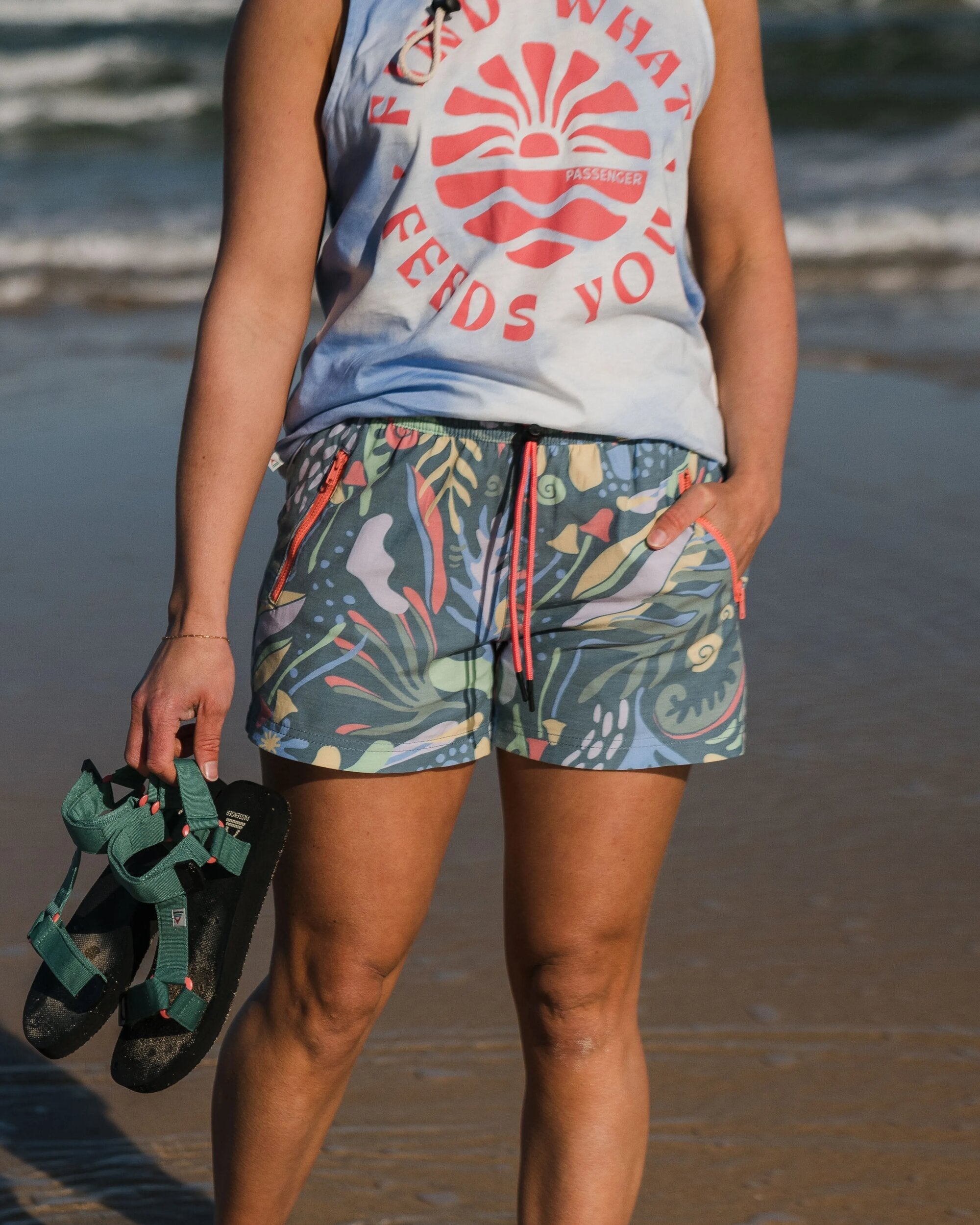 Way Out All Purpose Shorts - Abstract Seaweed Tidal Blue