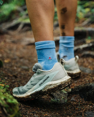 Organic Mid-weight Crew Socks - Tie Dye Cornflower