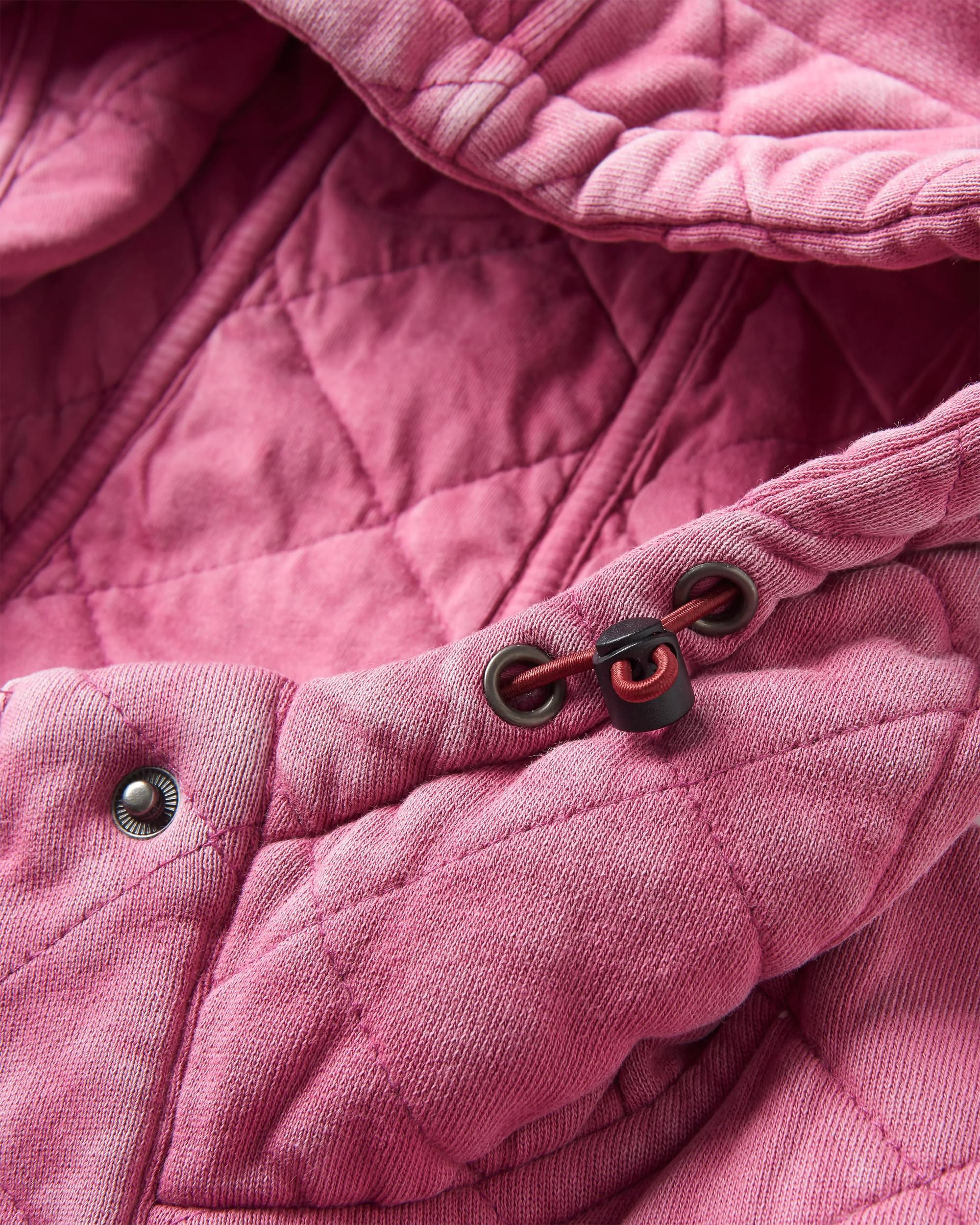 Clementine Recycled Quilted Button Up Hoodie - Mauve Haze