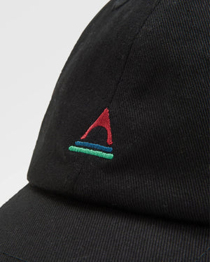 Classic Recycled Cotton 6 Panel Hat - Black