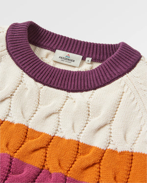 Comfort Organic Cotton Knitted Sweater - Rhubarb Multi Stripe