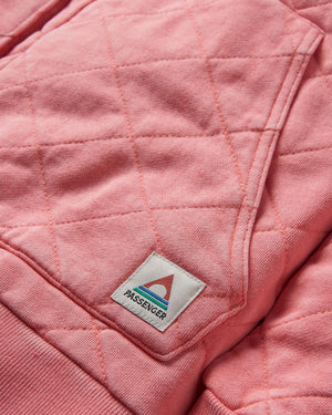 Clementine Recycled Quilted Button Up Hoodie - Shell Pink