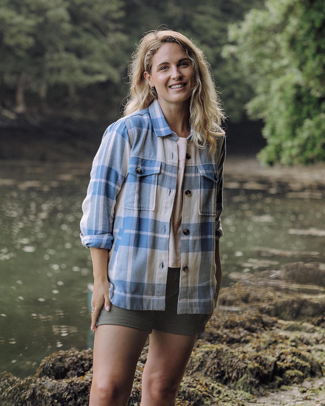 Stella Organic Cotton Long Sleeve Shirt - Provincial Blue Check