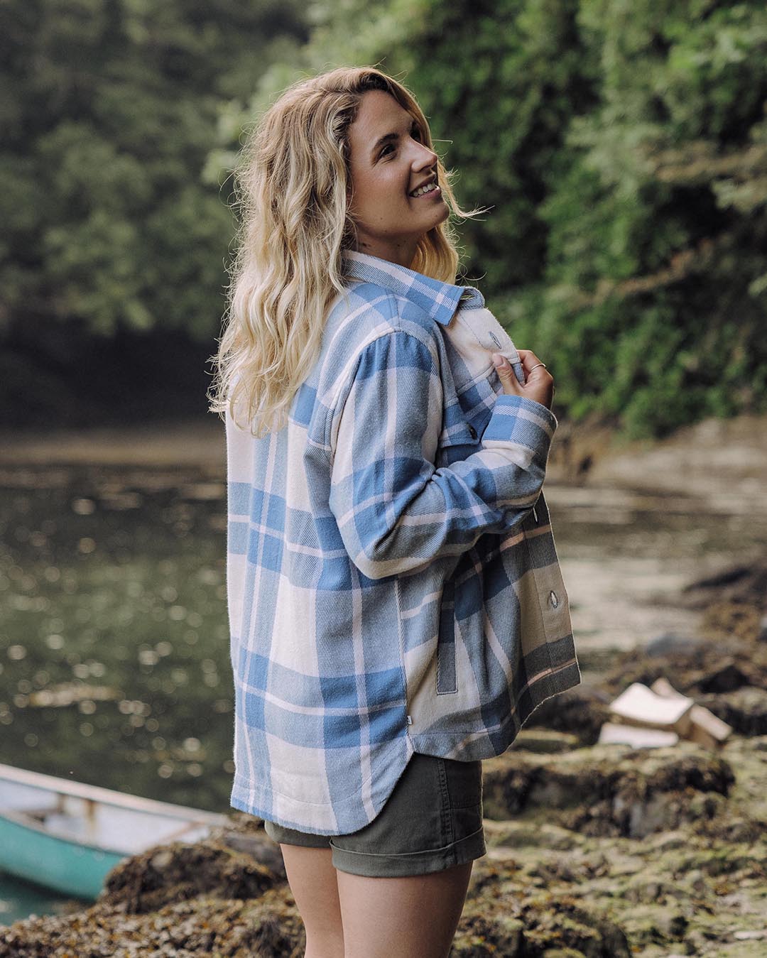 Stella Organic Cotton Long Sleeve Shirt - Provincial Blue Check