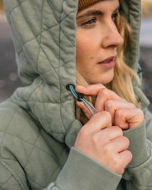 Clementine Recycled Quilted Button Up Hoodie - Pistachio