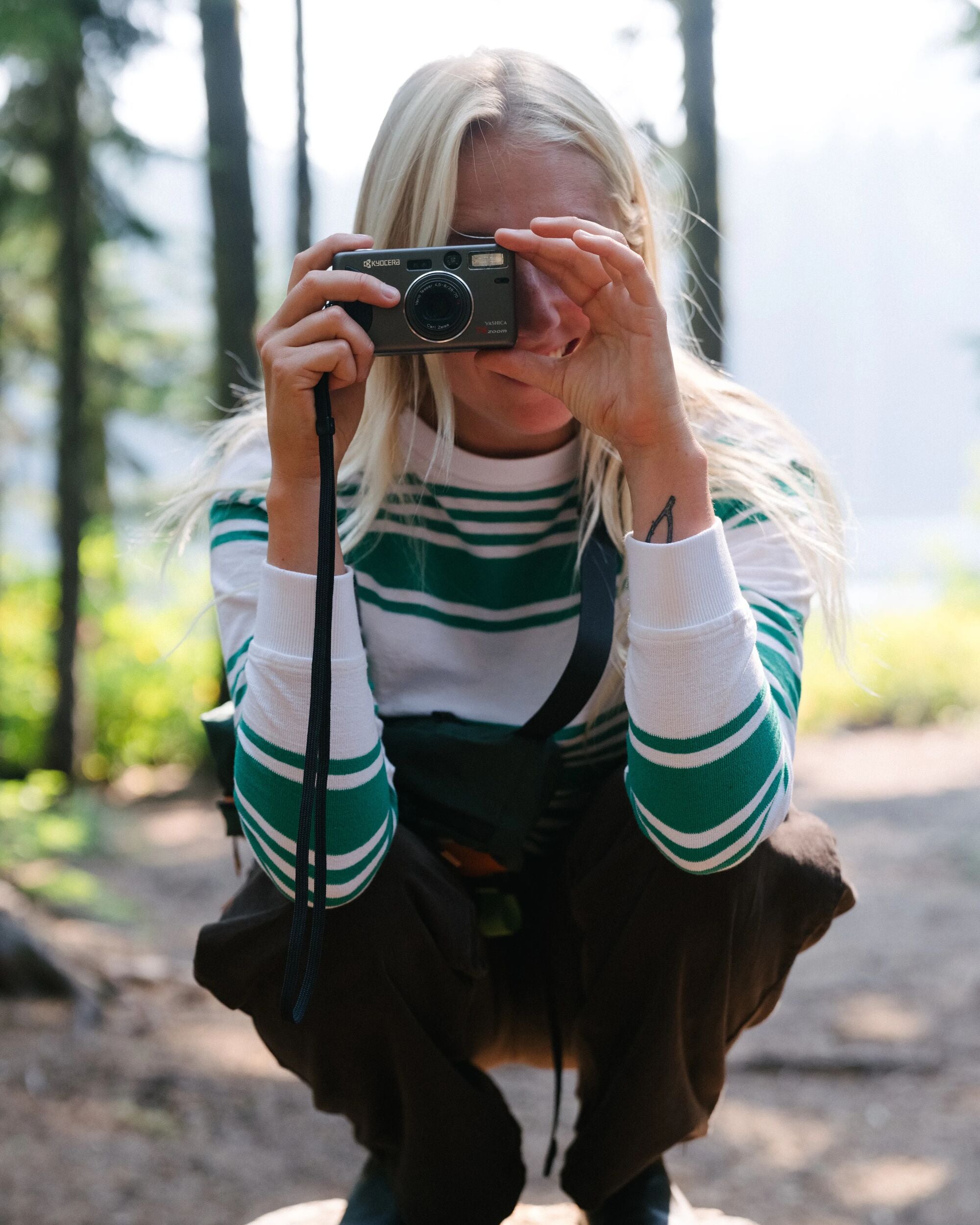 Graceful Textured Long Sleeve Top - Greenlake Stripe