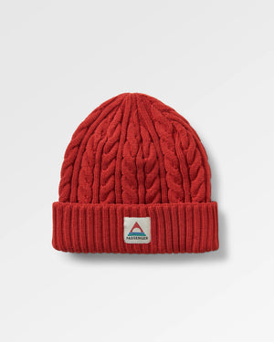 Fireside Recycled Cable Knit Hat - Red Ochre