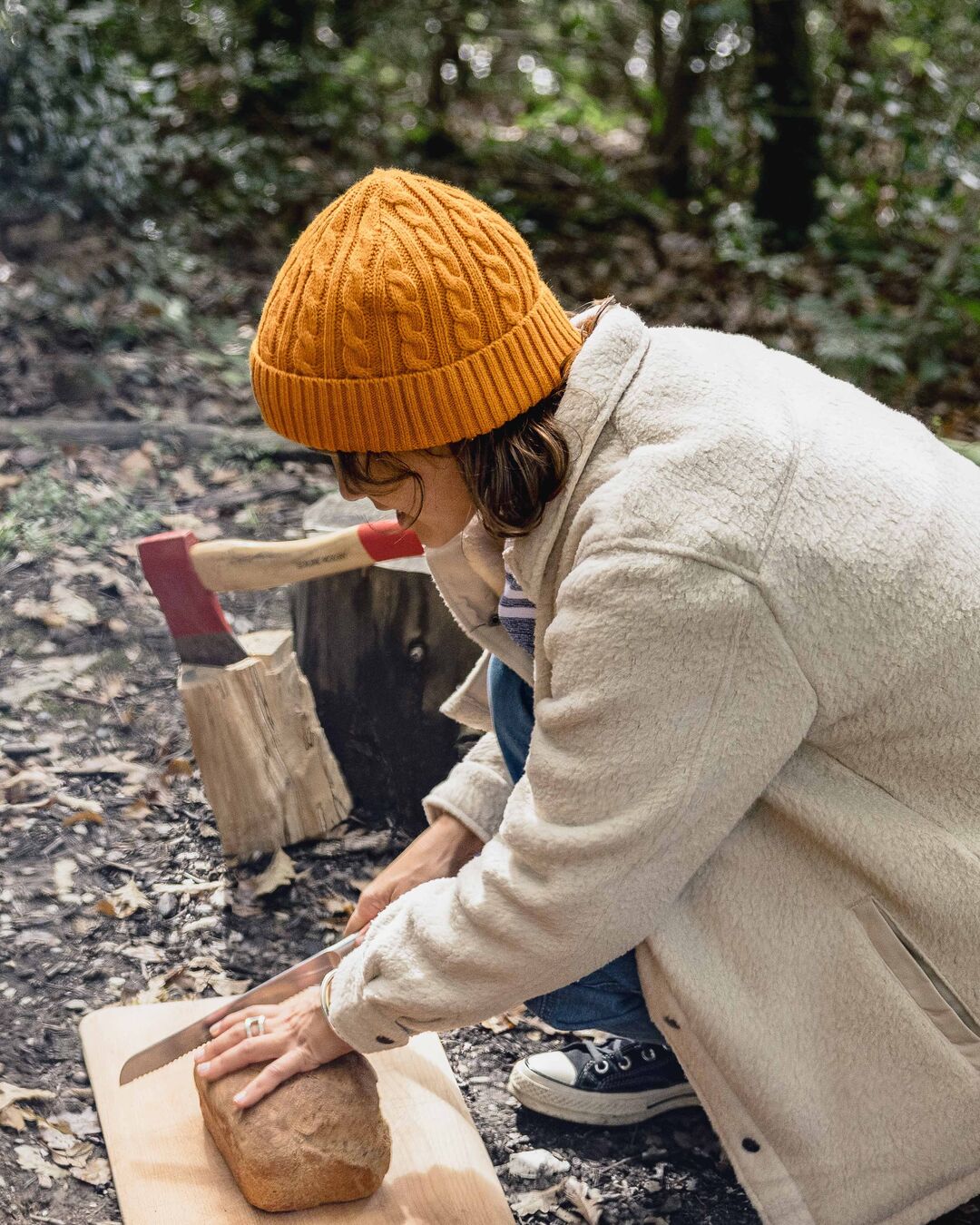 Fireside Recycled Cable Knit Beanie - Sunrise Orange