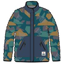 Clover Recycled Cotton-Lined Sherpa Fleece - Deep Blue Camo Pattern