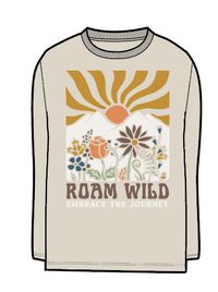 Roam Wild Recycled Cotton Oversized Long Sleeve T-Shirt - Birch