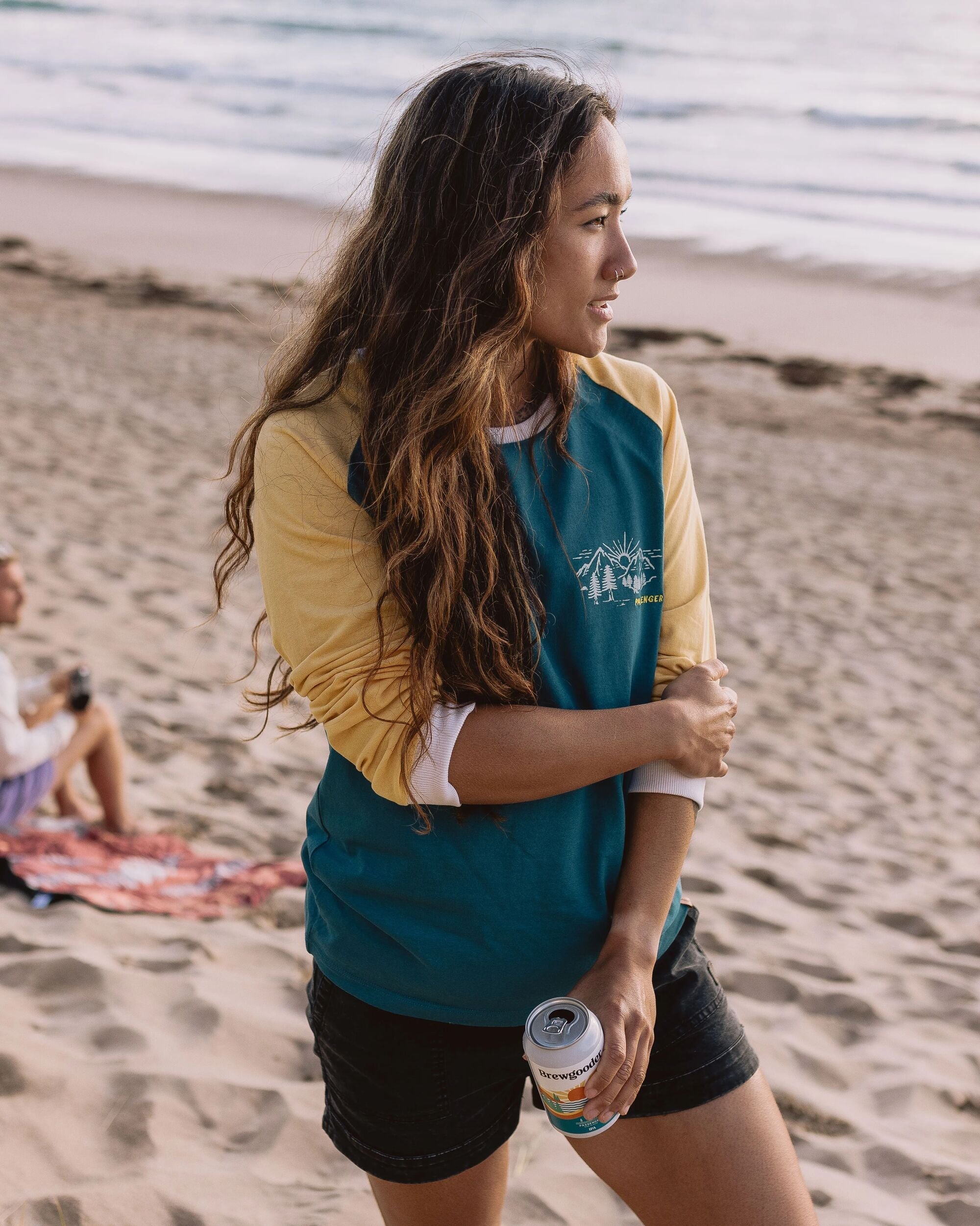 Riser Recycled Cotton Long Sleeve T-Shirt - Blue Coral