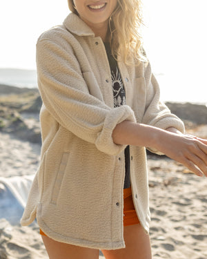 Recycled Rappel Sherpa Oversized Shirt - Oatmeal