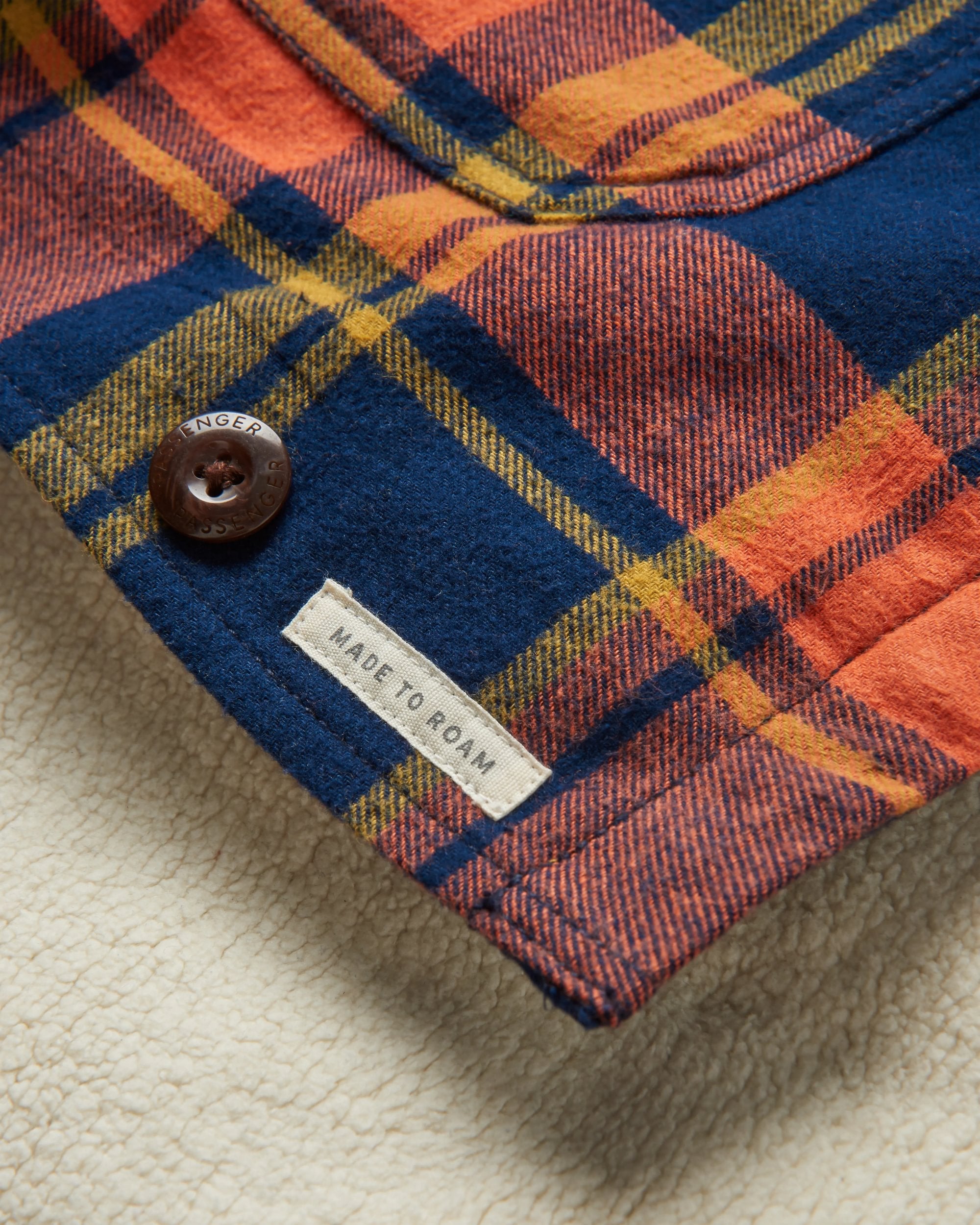 Flint Organic Cotton Shirt Jacket - Rich Navy/Burnt Orange