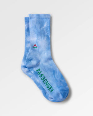 Organic Mid-weight Crew Socks - Tie Dye Cornflower