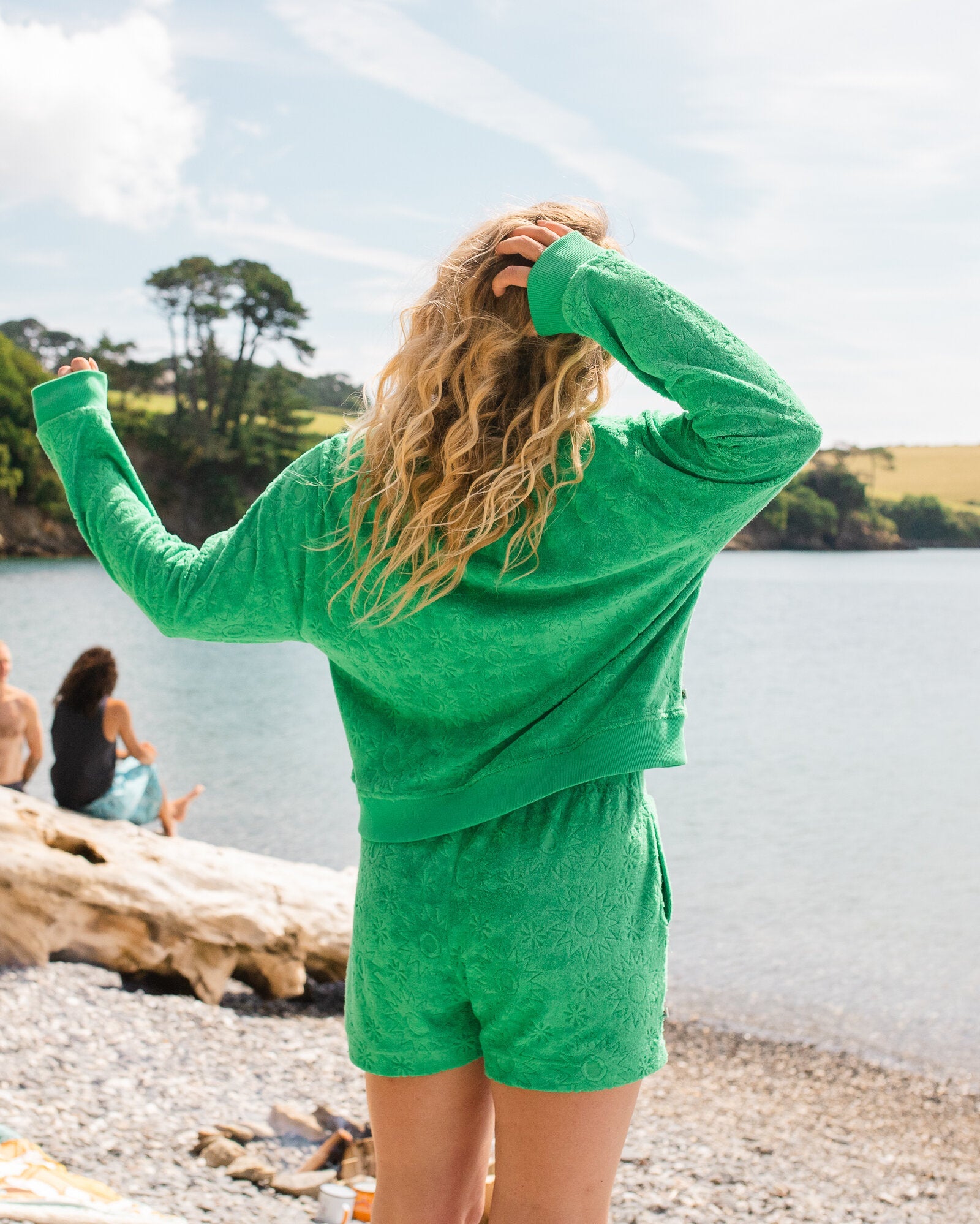 Vibes Textured Long Sleeve Top - Green Spruce