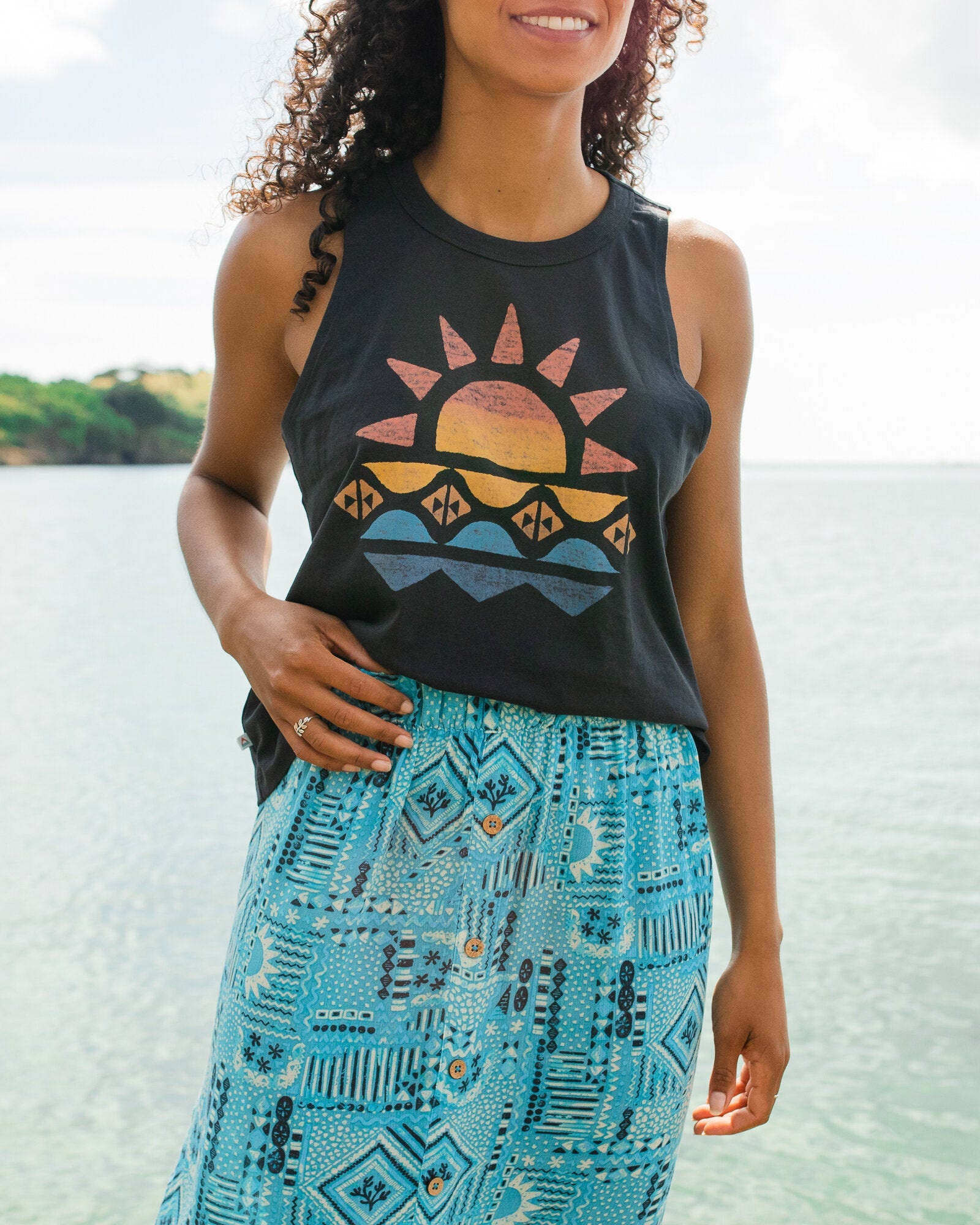 Sunray Recycled Cotton Tank Top - Black