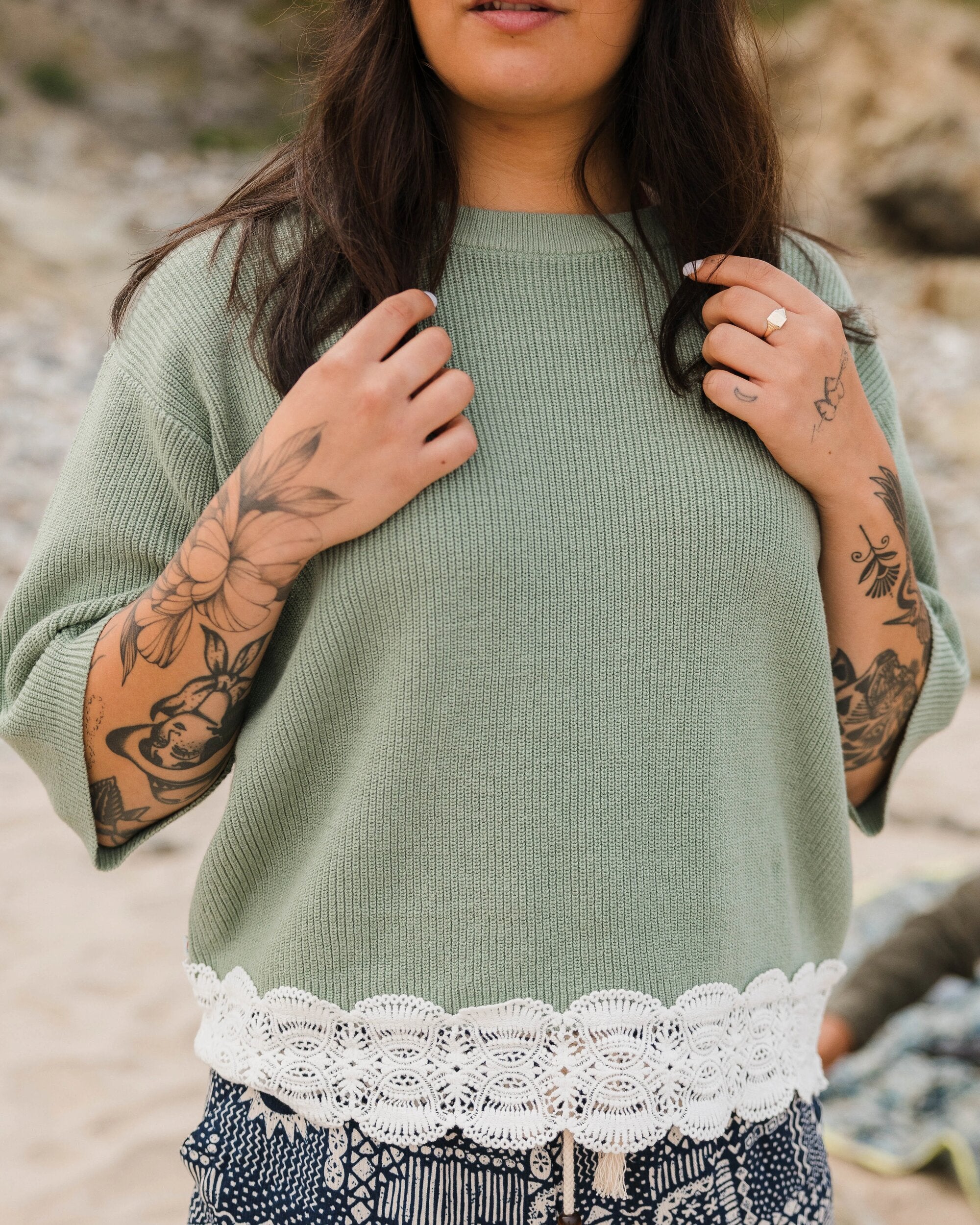 Vintage Organic Knitted Sweater - Pistachio